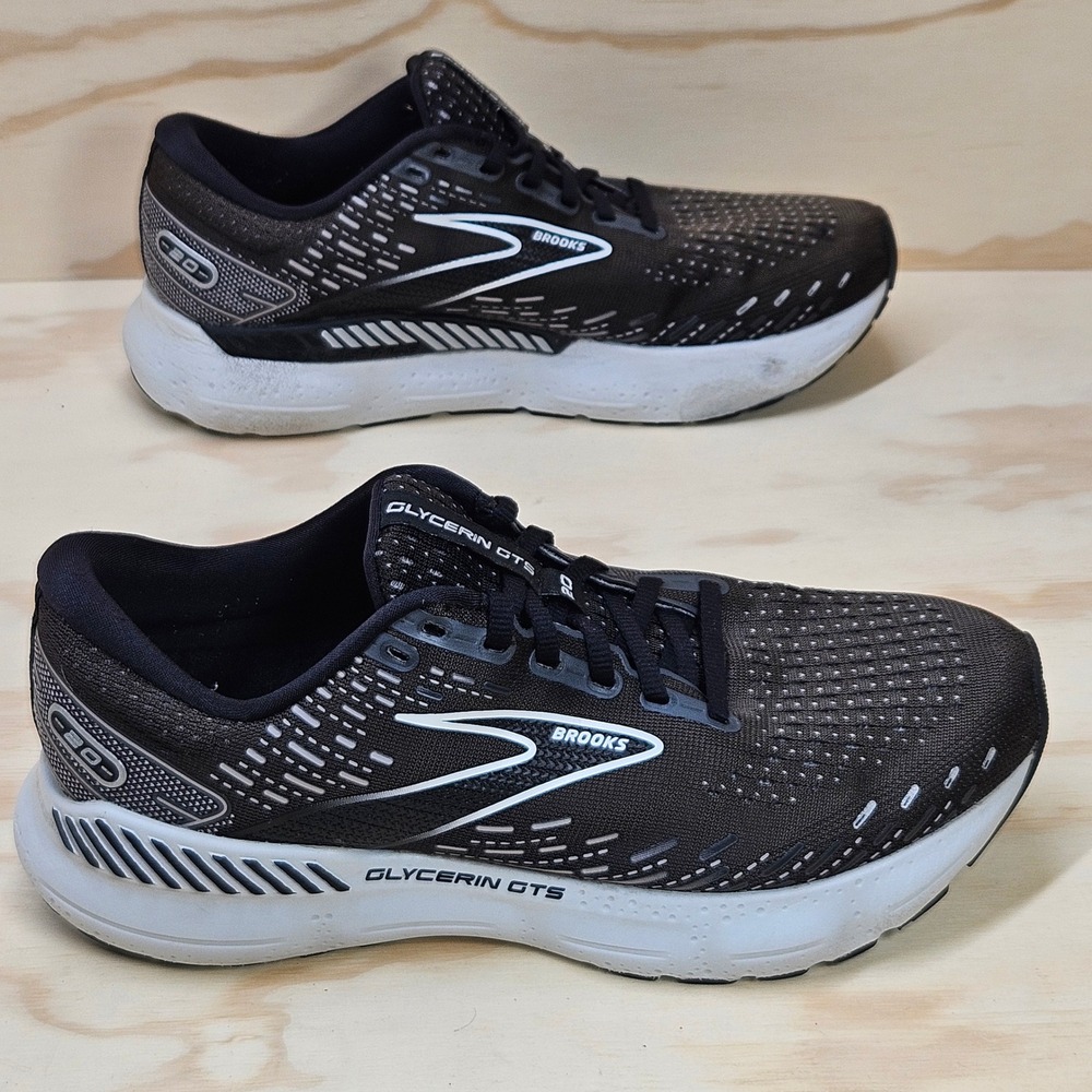 Brooks Glycerin GTS 20 Womens Running Shoes Black White Size 9 Wide D